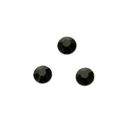 Piatra acrilica pentru lipire de 6 mm forma  rotunda culoare  negru solid fatetat -50 bucati