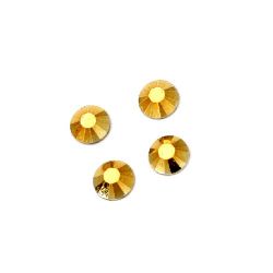 Acrylic stone for gluing 5 mm round old gold faceted with a transparent base -100 pieces