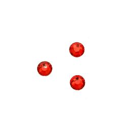 Акрилни камъни за лепене 4 мм кръг цвят червен прозрачен фасетиран -100 броя