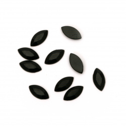 Камък акрил за лепене 6x12 мм листо цвят черен фасетиран -50 броя