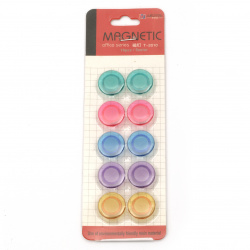 Round Plastic Magnets / 20x7 mm / 5 colors - 10 pieces