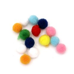 Assorted colors pompoms for craft projects 6 mm first quality - 50 pieces