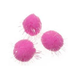 Tinsel pompoms 30 mm rainbow pink for decoration of masks, albums or frames - 10 pieces