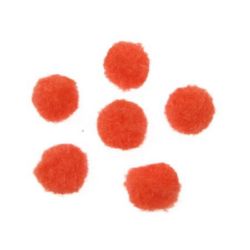 Soft pompoms for handmade projects 12 mm orange - 20 pieces