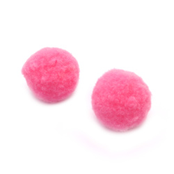 Fluffy Pompoms for Hobby Supplies / 25 mm / Pink - 20 pieces