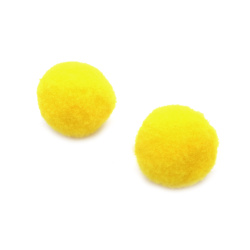 Bright Pompom Balls for DIY Decoration and Kids Projects / 25 mm / Yellow - 20 pieces