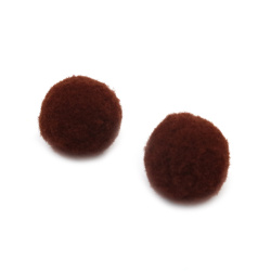 Brown pompoms for animal modeling making, fluffy toys 25 mm - 20 pieces