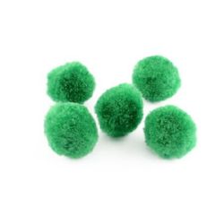 Fluffy green pom poms for various school projects, home decor, art hobby 30 mm green - 10 pieces