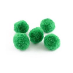 Soft tiny pompoms for decoration of festive cards, albums, boxes 15 mm green - 20 pieces