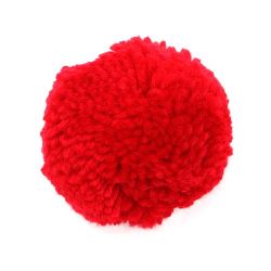 Handmade Red Pompoms / 70 mm - 1 piece
