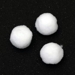 FIRST QUALITY Pompoms / 25 mm / White - 50 pieces