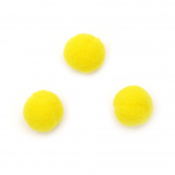 Bright yellow pompoms for decoration of scrapbook albums, notebooks, decoupage 20 mm first quality - 50 pieces