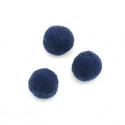 Fluffy round pompoms 20 mm dark blue, first quality - 50 pieces