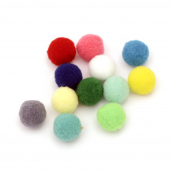 Colorful craft pompoms for decoration of festive table, albums, scrapbook projects 20 mm first quality - 50 pieces
