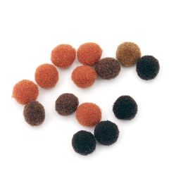 Soft pompoms for animals model making 10 mm brown range - 260 pieces