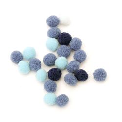 Pompons, 10 mm, Blue Assorted - 260 Pieces