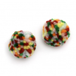 Multicolored Fluffy Pompoms for Craft Projects / 25 mm - 6 pieces