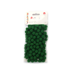 Ribbon with Pompoms, Green Color - 3 meters