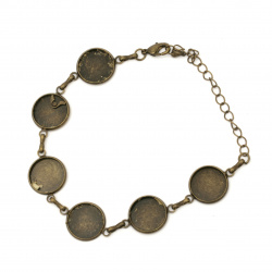 Metal Bracelet Base: 19 cm with Embedding Elements: 14 mm / Antique Bronze