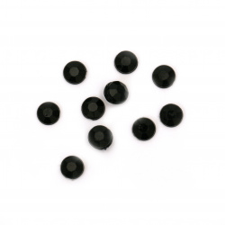 Acrylic Adhesive-Backed Round Stones, 7x2mm, Faceted Black - 50 Pieces