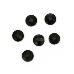 Ακρυλικές πέτρες στρόγγυλες με κόλλα 10x2,5 mm μαύρο ταγιε -50 τεμάχια