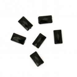 Ακρυλικές πέτρες με κόλλα, ορθογώνιο 8x14x3 mm μαύρο ταγιε -25 τεμάχια