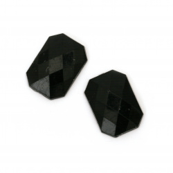 Acrylic Adhesive-Backed Stones, Unique Shape, 18x25x5mm, Faceted Black - 5 Pieces