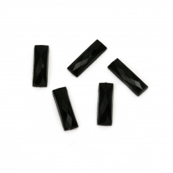 Acrylic Adhesive-Backed Rectangular Stones, 7x21x4mm, Faceted Black - 10 Pieces