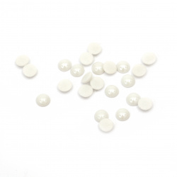 Acrylic Adhesive-Backed Round Stones, 6x2mm, White Color - 100 Pieces