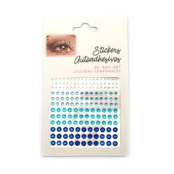 Самозалепващи акрилни камъни от 3 мм до 6 мм цвят бял и син -165 броя