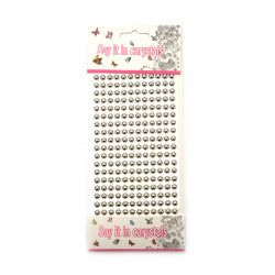 Самозалепващи перли полусфери метализе 6 мм цвят сребро - 216 броя