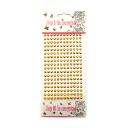 Самозалепващи перли полусфери метализе 6 мм цвят злато - 216 броя