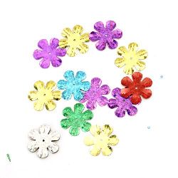 Sequins flower 24 mm rainbow Different types - 20 grams