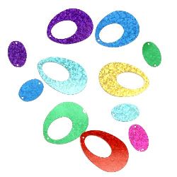 Paiete pandantiv 37x27 mm cu gura și arc oval 21x14 mm curcubeu ASORTATE - cadre