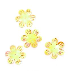 Пайети цвете 32 мм релеф жълти дъга - 20 грама