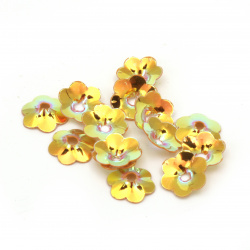 Flower-shaped Sequins for Craft Projects and Decoration / 10x1.5 mm / Iridescent Orange - 20 grams