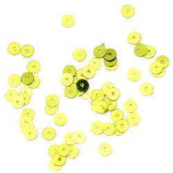 Sequins round flat 5 mm green light - 20 grams