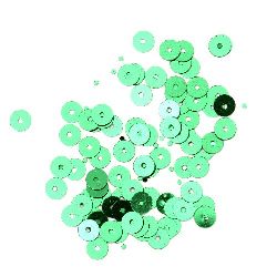Sequins round flat 5 mm green - 20 grams