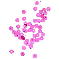Sequins round flat 5 mm cyclamen - 20 grams