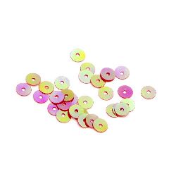 Sequins round flat 5 mm red rainbow - 20 grams