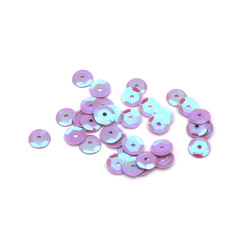 Sequins round 6 mm purple rainbow - 20 grams