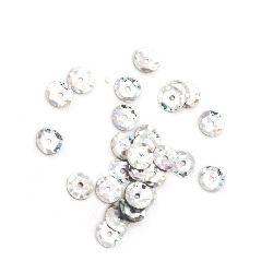 Sequins, Oval Shape, 6mm, Silver Rainbow - 20 Grams