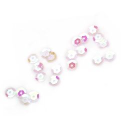 Пайети обли 8 мм прозрачни дъга - 20 грама