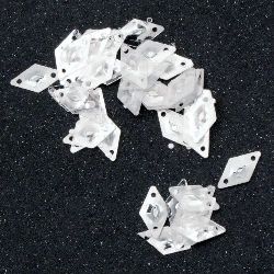 Sequins rhombus 6x10 mm two holes transparent mother of pearl -10 grams
