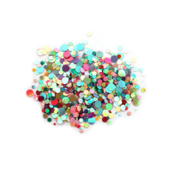 Decoration Elements, Sequins, 1~4x0.4 mm, Mixed Round Shapes - 20 grams