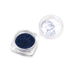 Брокатен блестящ прах 0.2 мм 200 микрона цвят син тъмен -3 мл ~3 грама