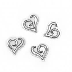 Heart decoration element 15 mm silver -20 grams