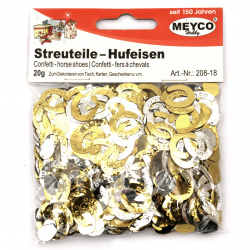 Elements for Decoration, Horseshoe Confetti, 15x15 mm, color mix Silver and Gold - 20 grams