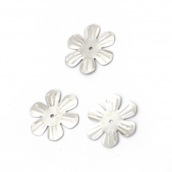 Sequins flower 24 mm relief silver - 20 grams