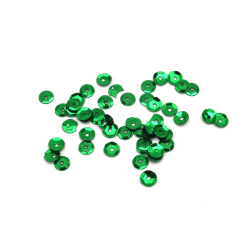 5 mm Round Green Sequins - 20 grams